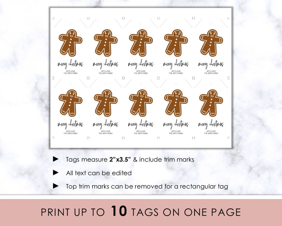 Editable Christmas Gift Tag - Gingerbread