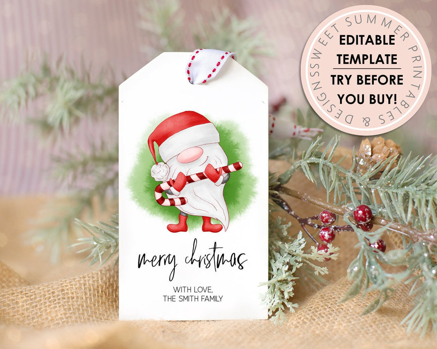 Editable Christmas Gift Tag - Gnome