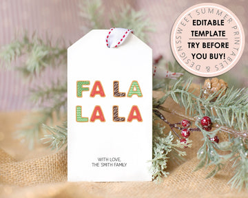 Editable Christmas Gift Tag - Fa La La