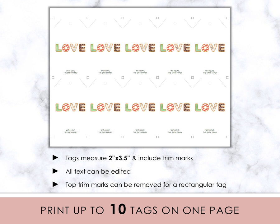 Editable Christmas Gift Tag - Love Cookies
