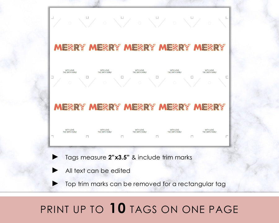 Editable Christmas Gift Tag - Merry Cookies