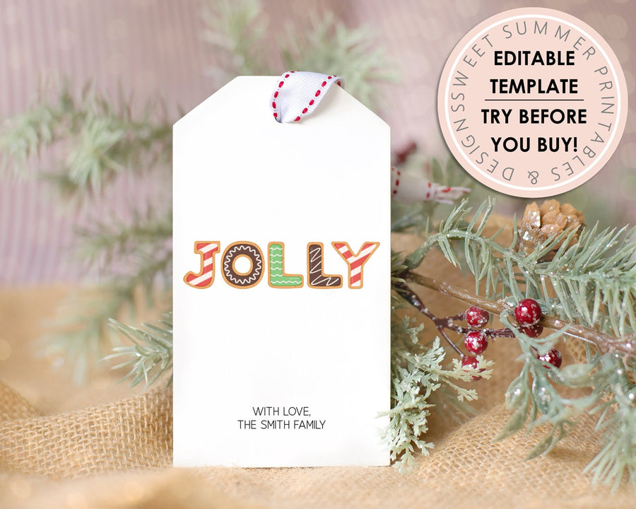 Editable Christmas Gift Tag - Jolly Cookies