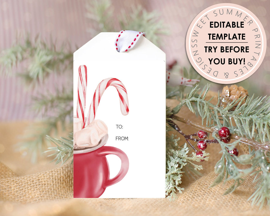 Editable Christmas Gift Tag - Hot Cocoa
