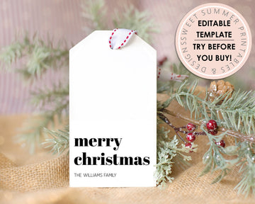 Editable Christmas Gift Tag - Minimalist Merry