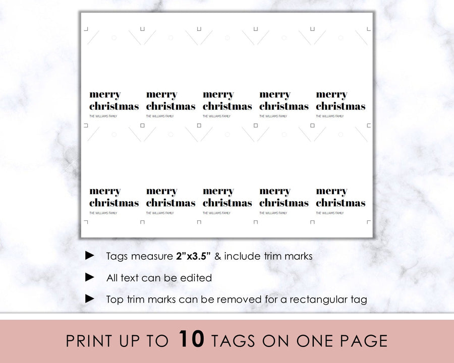 Editable Christmas Gift Tag - Minimalist Merry
