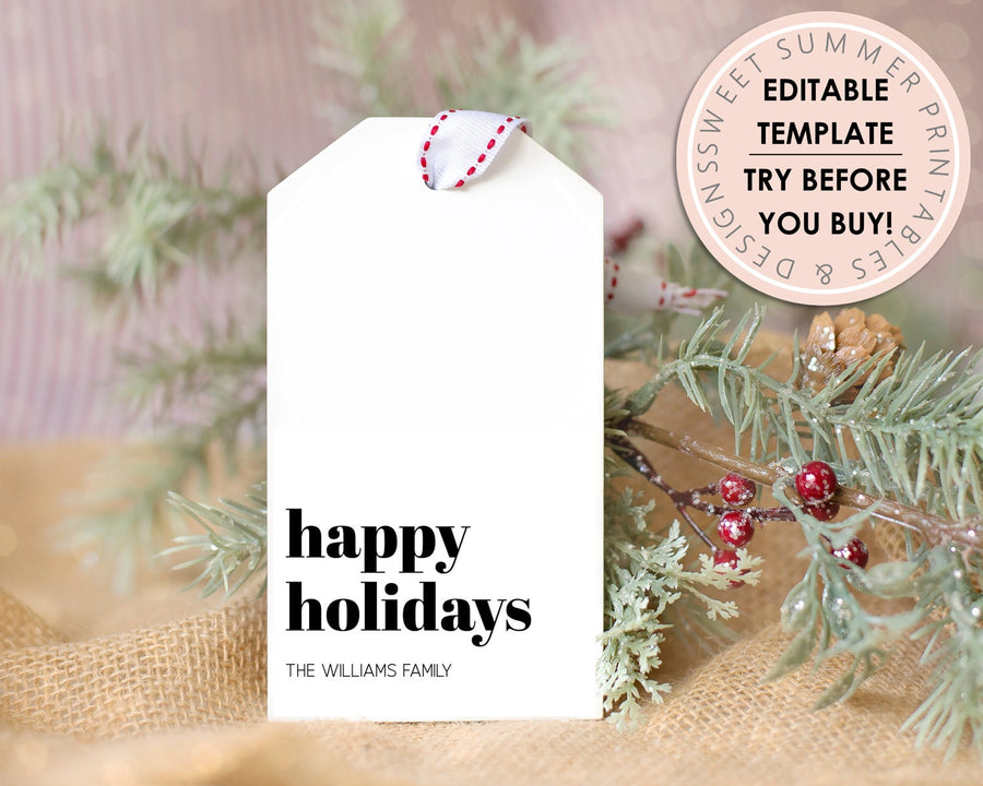 Editable Christmas Gift Tag - Minimalist Holidays
