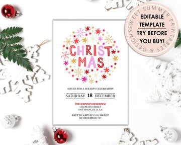 Editable Christmas Invitation - Christmas Burst