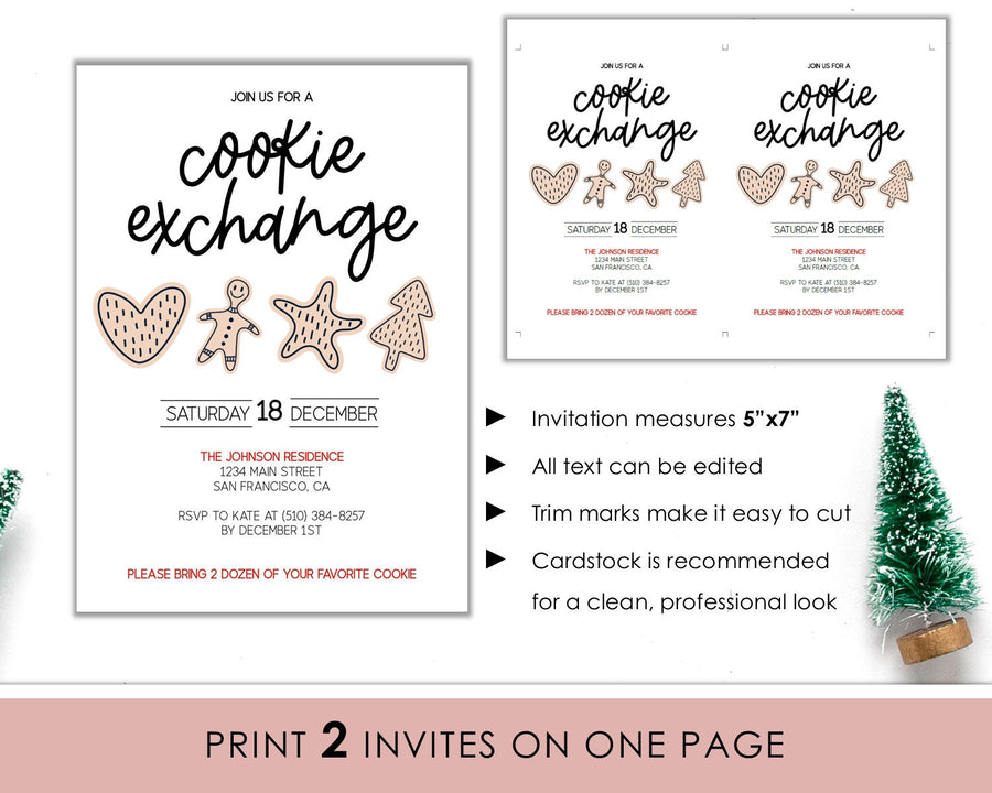 Editable Christmas Invitation - Cookie Exchange