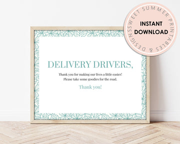 Delivery Drivers Sign Printable - Tropical Leaves