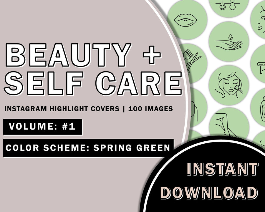 100 Hand Drawn Beauty Instagram Highlights - Spring Green