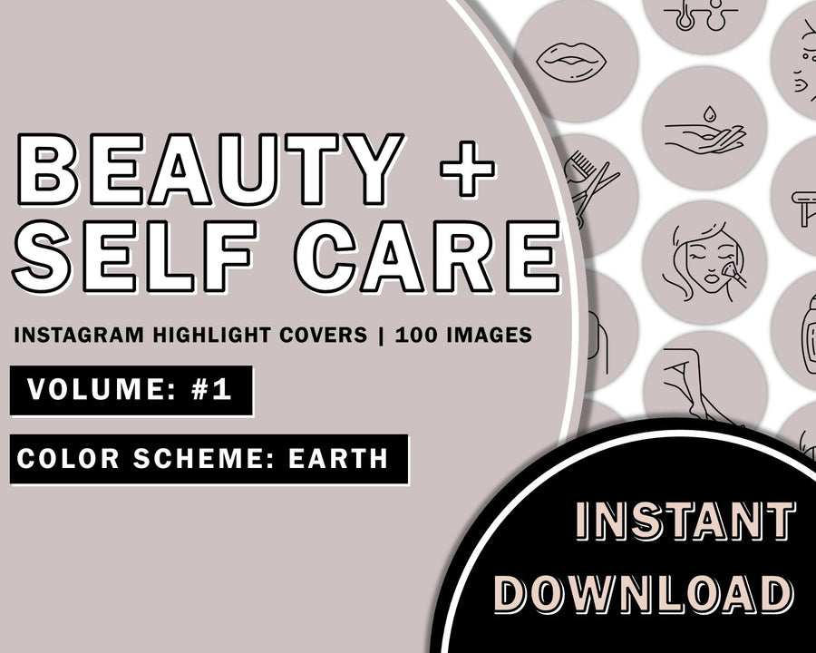 100 Hand Drawn Beauty Instagram Highlights - Earth Tone