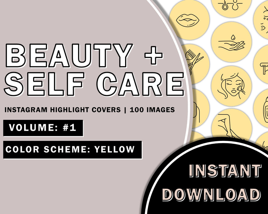 100 Yellow Beauty Salon & Spa Hand Drawn Instagram Highlight Covers, Instagram Salon Highlight Icon, Hand Drawn Icons, Lash Posts