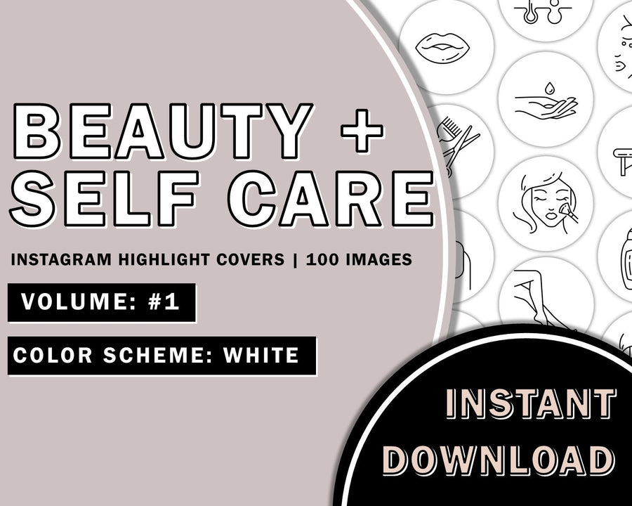 100 Hand Drawn Beauty Instagram Highlights - White