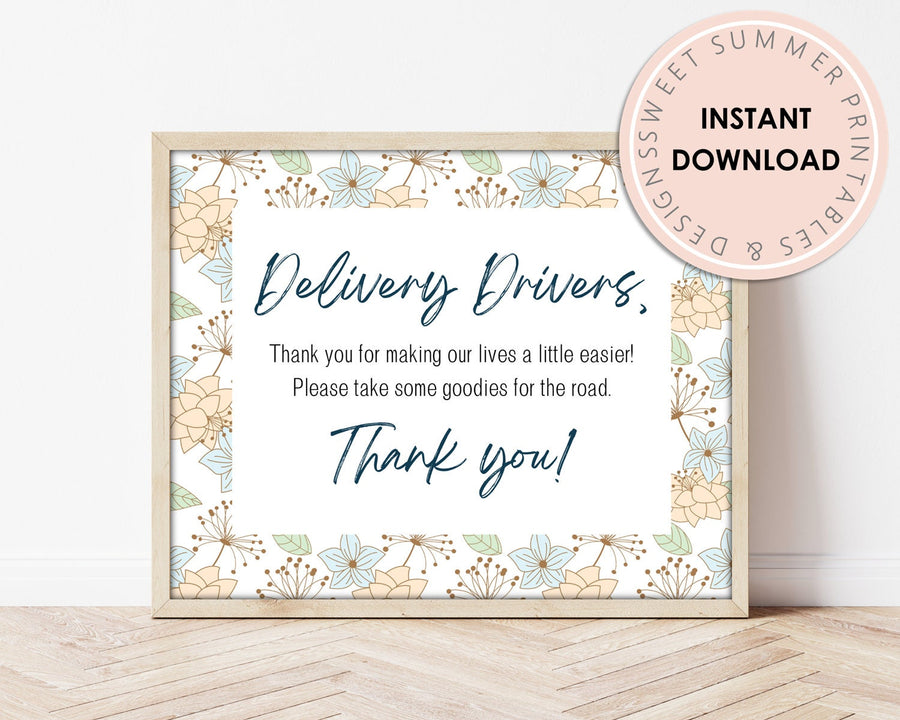 Delivery Drivers Sign Printable - Soft Floral