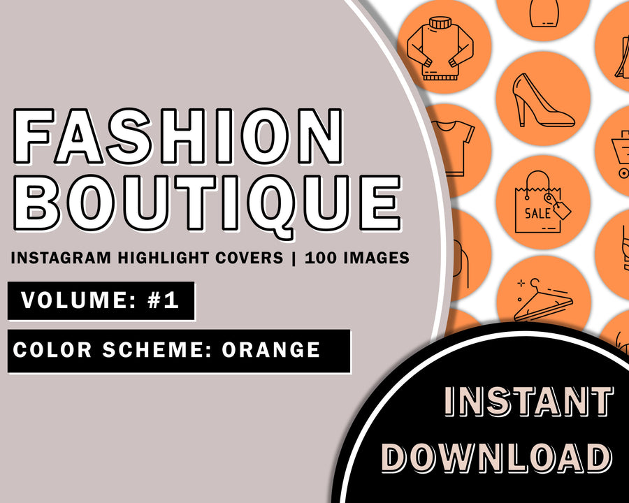 100 Fashion Boutique Hand Drawn Orange Instagram Highlight Cover Templates, Instagram Boutique Highlight Icons, Boutique Posts, Online Shop