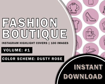 100 Fashion Boutique Hand Drawn Dusty Rose Instagram Highlight Cover Templates, Instagram Boutique Highlight Icons, Boutique, Online Shop
