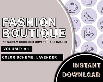 100 Fashion Boutique Hand Drawn Lavender Instagram Highlight Cover Templates, Instagram Boutique Highlight Icons, Boutique, Online Shop