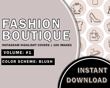100 Fashion Boutique Hand Drawn Blush Instagram Highlight Cover Templates, Instagram Boutique Highlight Icons, Boutique, Online Shop