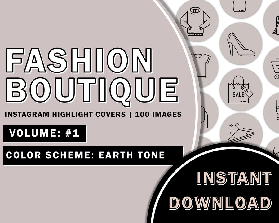 100 Fashion Boutique Hand Drawn Earth Tone Instagram Highlight Cover Templates, Instagram Boutique Highlight Icon, Reseller, Online Shop