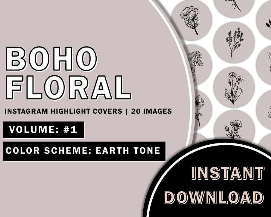 20 Hand Drawn Floral Instagram Highlights - Earth Tone