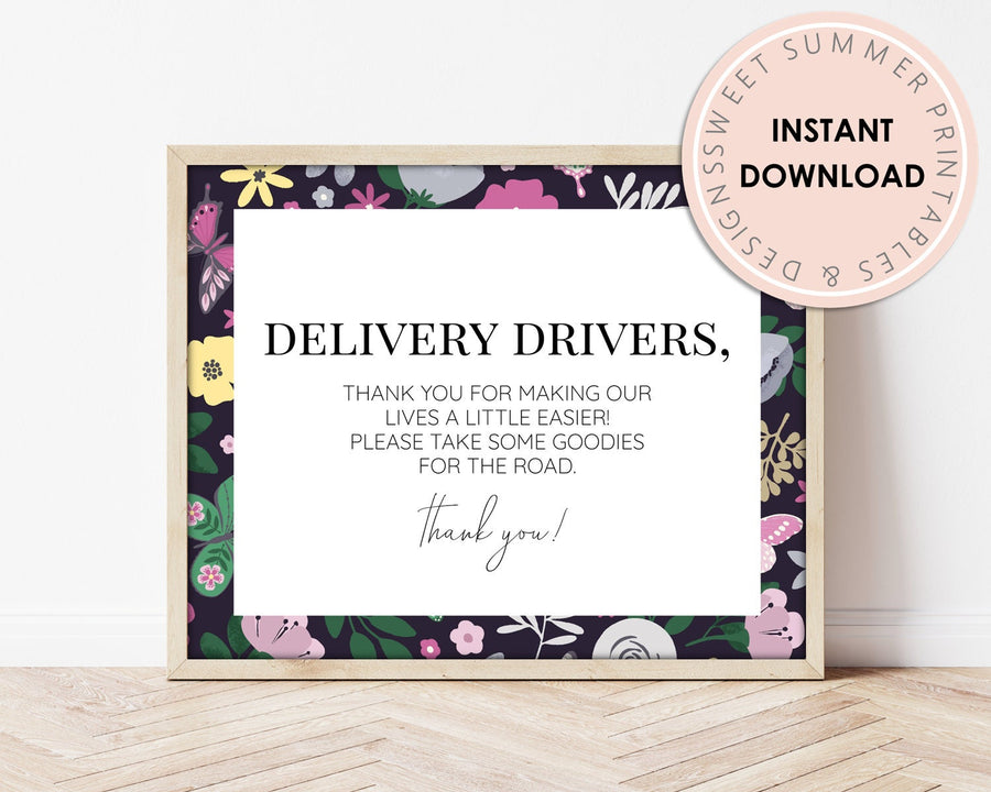 Delivery Drivers Sign Printable - Butterfly Garden