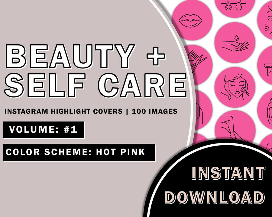 100 Hand Drawn Beauty Instagram Highlights - Hot Pink