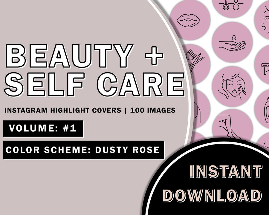 100 Dusty Rose Beauty Salon & Spa Hand Drawn Instagram Highlight Covers, Instagram Salon Highlight Icon, Hand Drawn Icons, Lash Posts