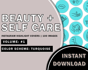 100 Hand Drawn Beauty Instagram Highlights - Turquoise