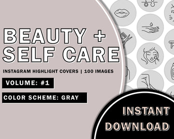 100 Hand Drawn Beauty Instagram Highlights - Gray
