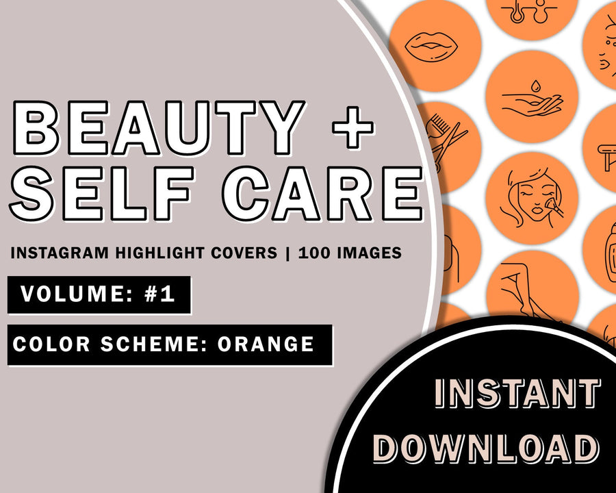 100 Hand Drawn Beauty Instagram Highlights - Orange