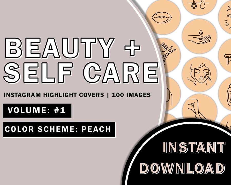 100 Hand Drawn Beauty Instagram Highlights - Peach