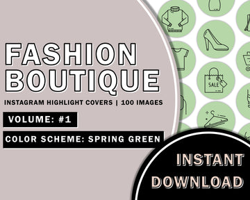 100 Fashion Boutique Hand Drawn Spring Green Instagram Highlight Cover Templates, Instagram Boutique Highlight Icons, Boutique, Online Shop