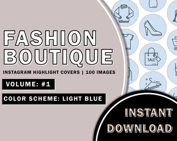 100 Fashion Boutique Hand Drawn Light Blue Instagram Highlight Cover Templates, Instagram Boutique Highlight Icons, Boutique, Online Shop