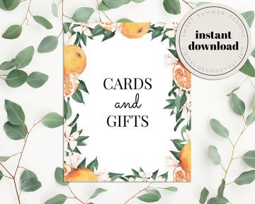 Baby Shower - Cards & Gifts Sign - Printable - Citrus Floral