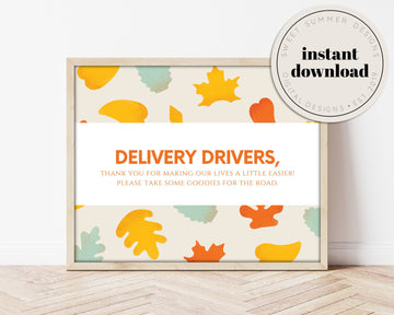 Autumn Shapes Delivery Drivers Sign Printable, Delivery Drivers Printable, Delivery Drivers Thank You, 8x10 Printable, Printable Thank You