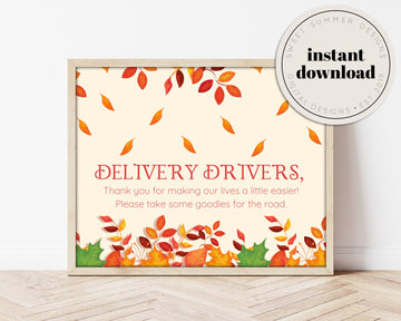 Hello Fall Delivery Drivers Sign Printable, Delivery Drivers Printable, Delivery Drivers Thank You, 8x10 Printable, Printable Thank You