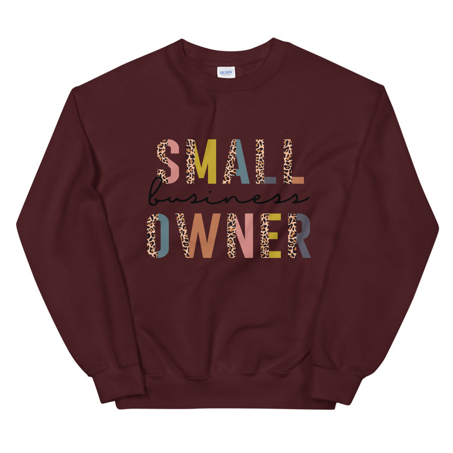Small Business Owner Leopard Print Crew Sweatshirt