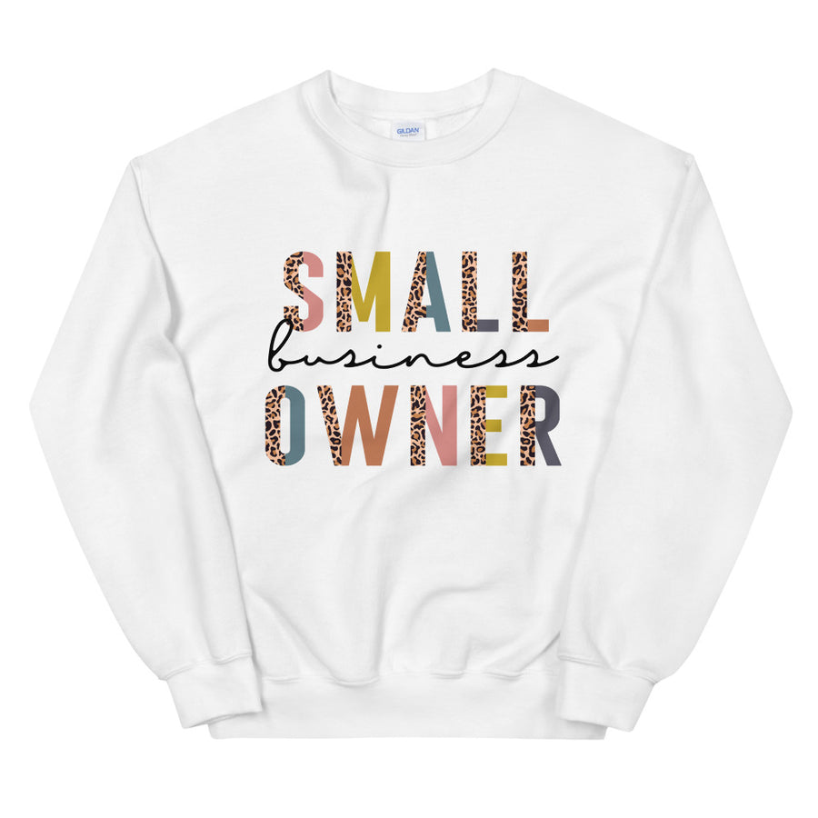 Small Business Owner Leopard Print Crew Sweatshirt